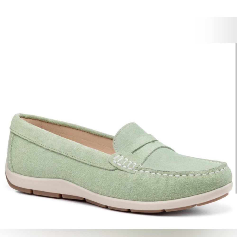 Hotter Suede Loafers Sage Green Size 7.5